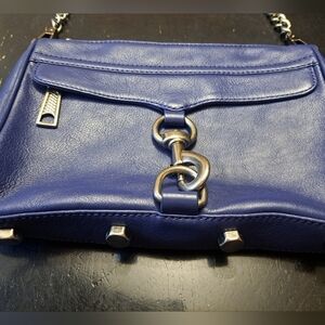 NWOT Rebecca Minkoff Mini Mac Navy Blue Leather Crossbody Bag   Size 9"×6.5"